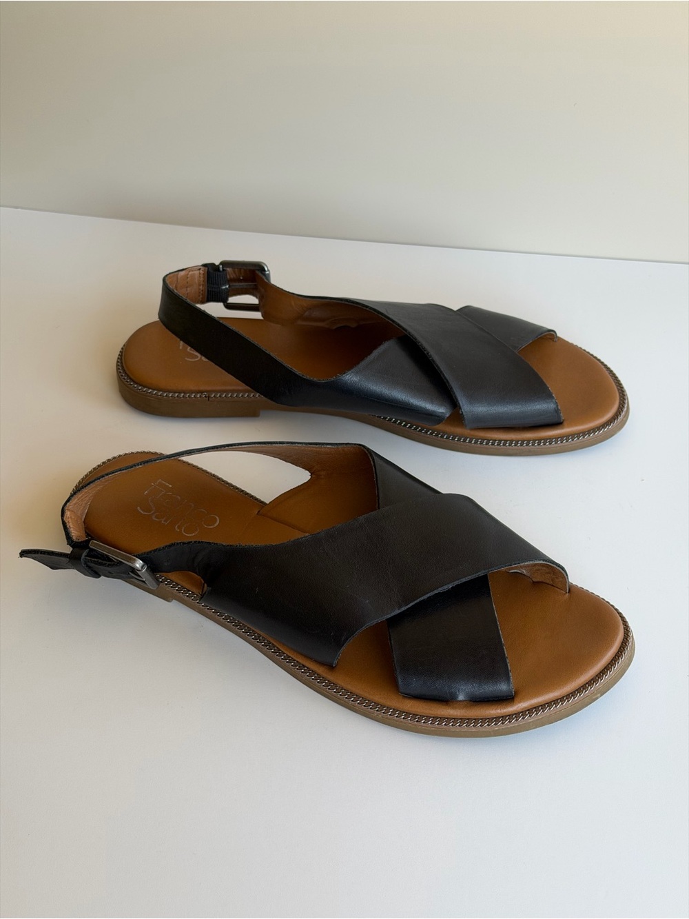 Franco Sarto Black Crisscross Slingback Sandals - Picture 3 of 7